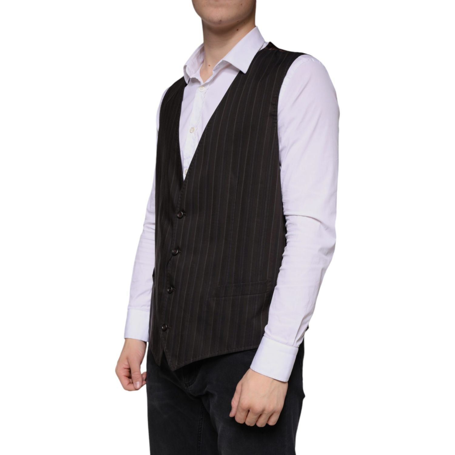 Dolce & Gabbana Black Cotton Waistcoat Dress Formal Vest