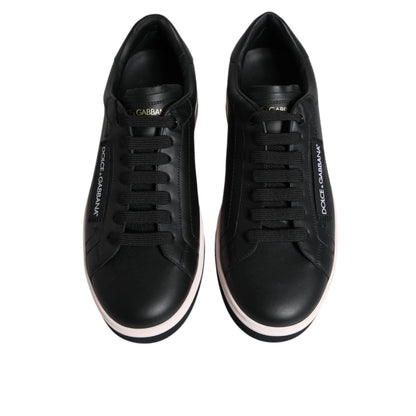 Dolce & Gabbana Black Leather Low Top Men Sneakers Shoes
