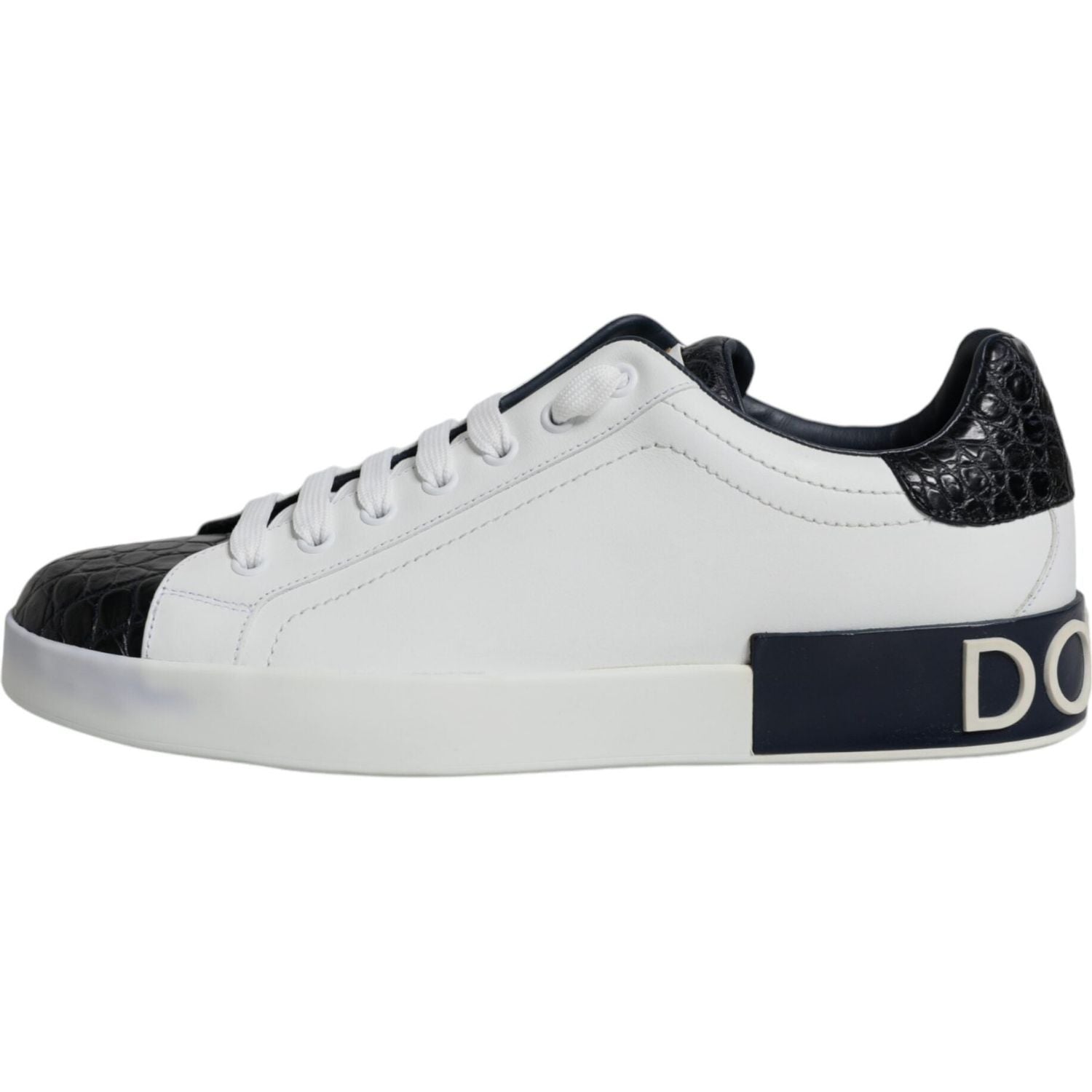 Dolce & Gabbana White Leather Logo Portofino Sneaker Shoes