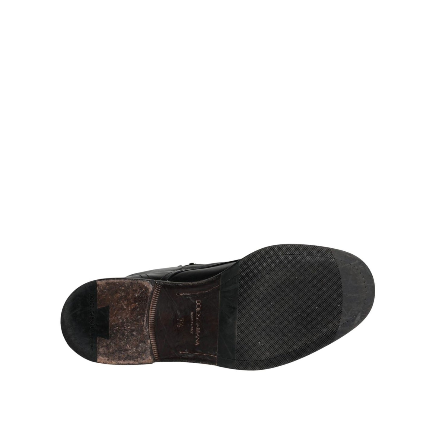 Dolce & Gabbana Black Leather Men Short Boots Lace Up Shoes Dolce & Gabbana