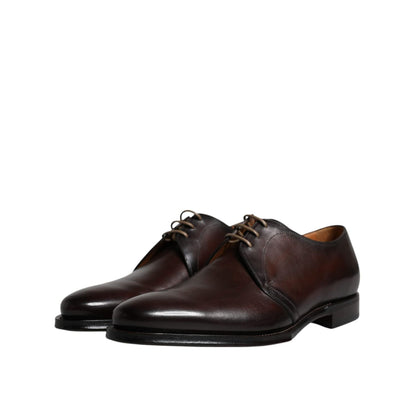 Dolce & Gabbana Black Leather Lace Up Men Derby Formal Shoes