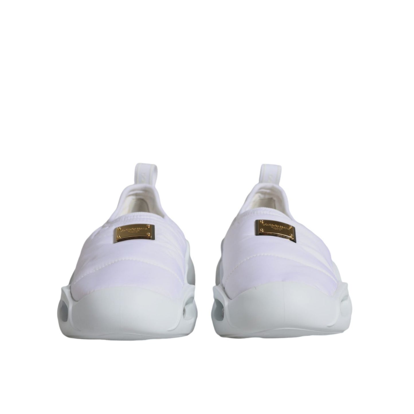Dolce & Gabbana White Padded Fabric Low Top Sneakers Shoes