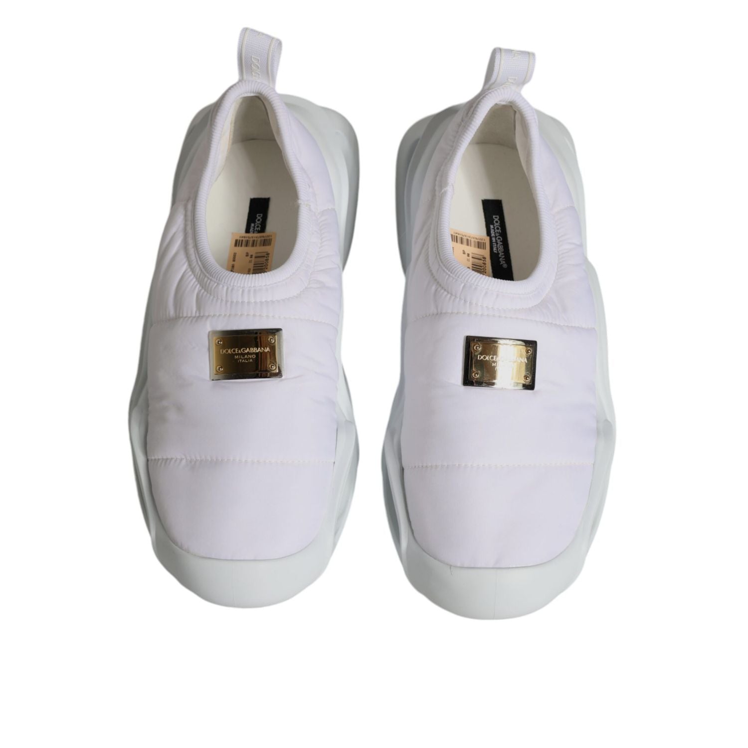 Dolce & Gabbana White Padded Fabric Low Top Sneakers Shoes