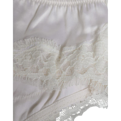 Dolce & Gabbana White Silk Stretch Panty Balconette Bra Underwear