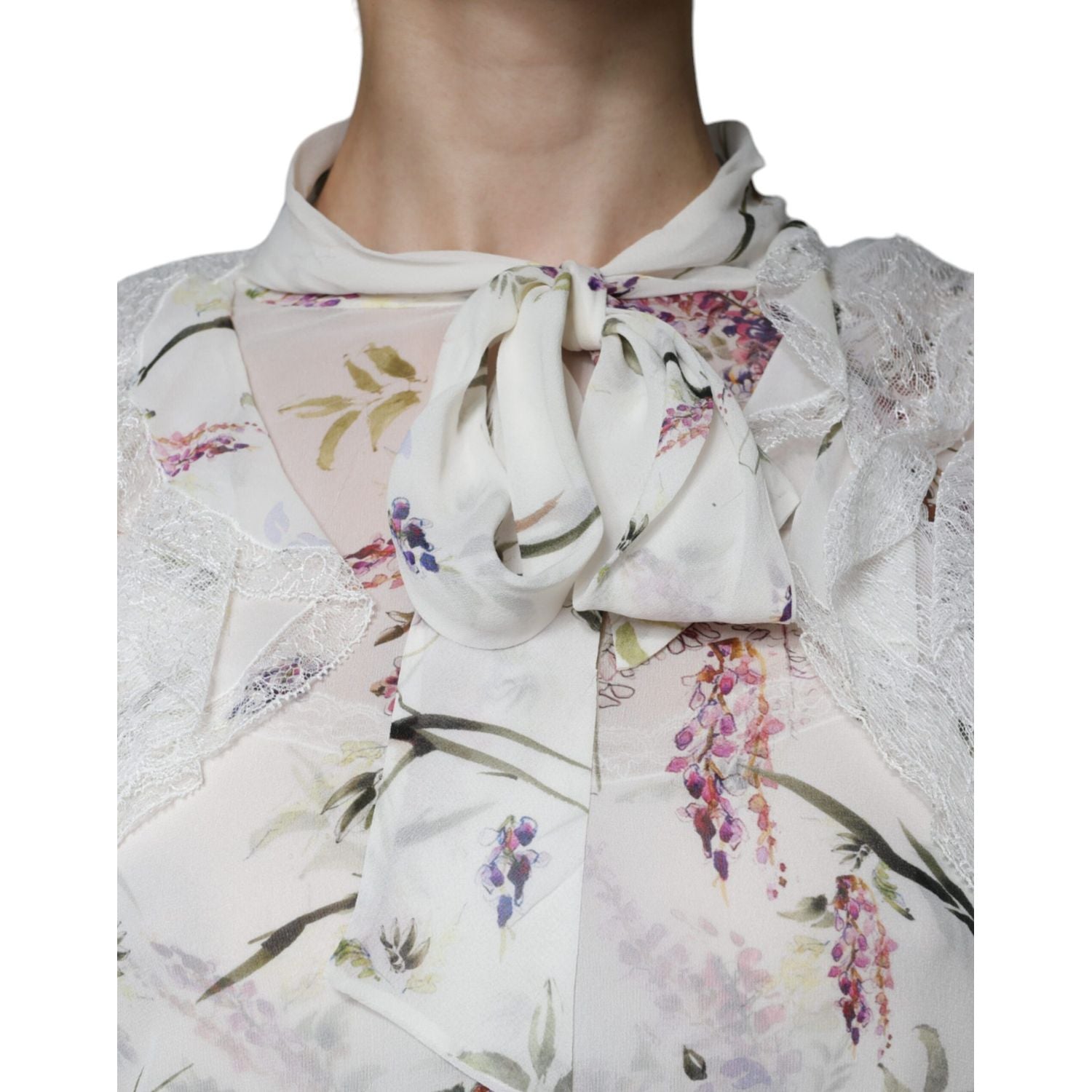 Ermanno Scervino White Floral Ruffles Lace Long Sleeves Maxi Dress