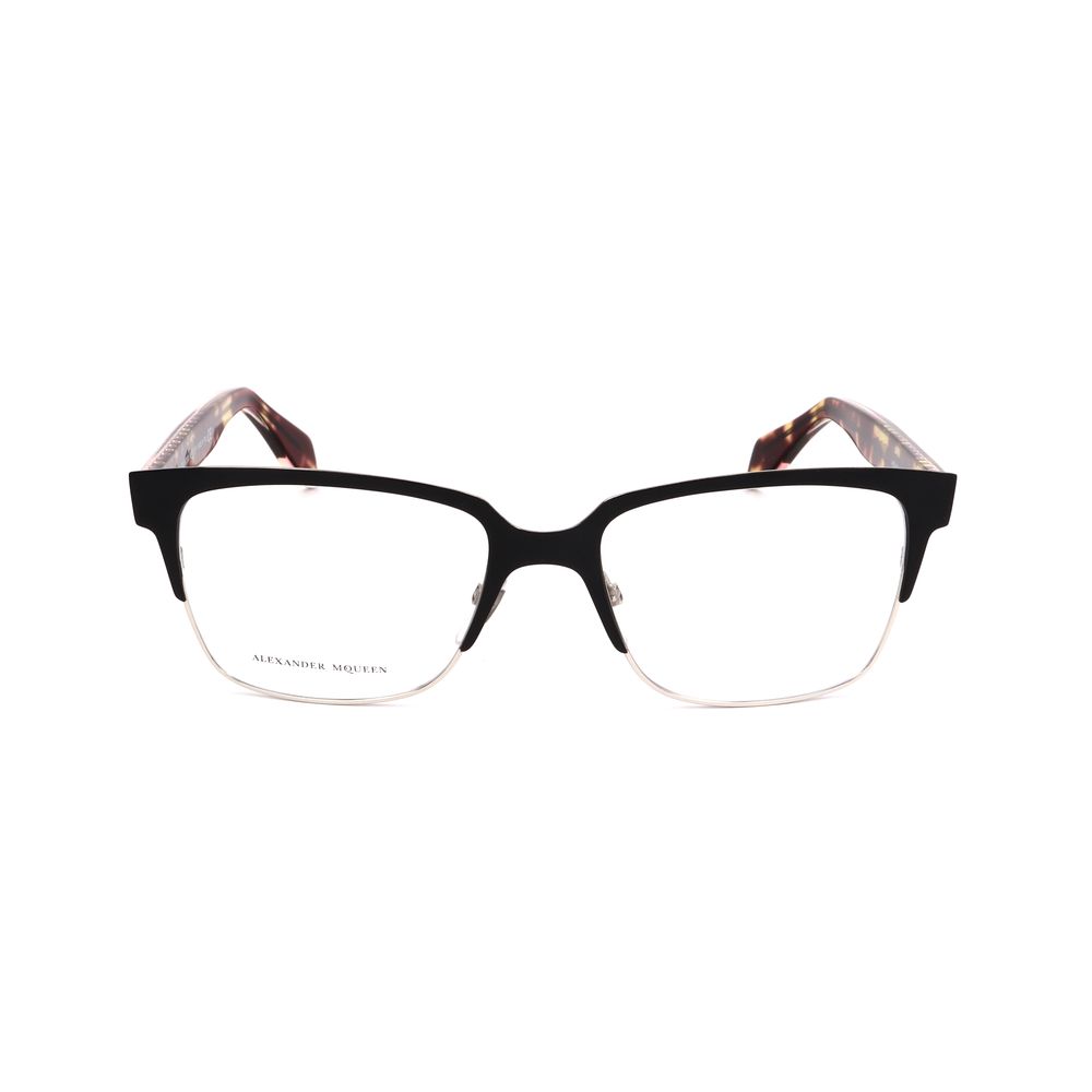 Alexander McQueen Bicolor Metal Frames in black and havana with crystal temples, women's eyewear, model AMQ42578SM.