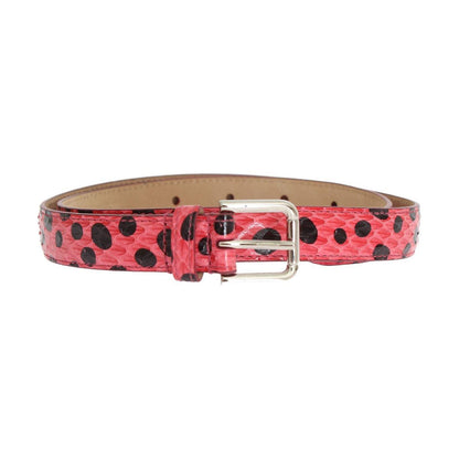 Dolce & Gabbana Pink Polka Snakeskin Silver Buckle Belt Belt
