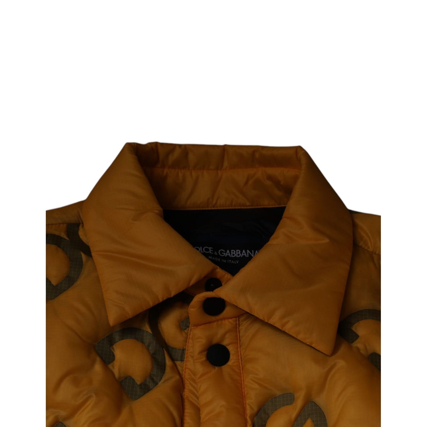Dolce & Gabbana Yellow Logo Padded Buttoned Blouson Jacket