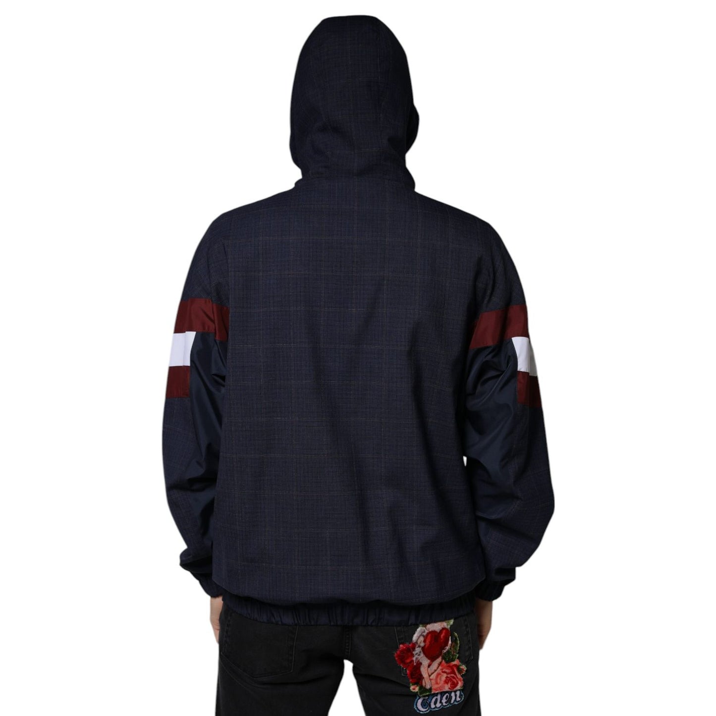 Dolce & Gabbana Blue Logo Full Zip Hooded Men Bomber Jacket