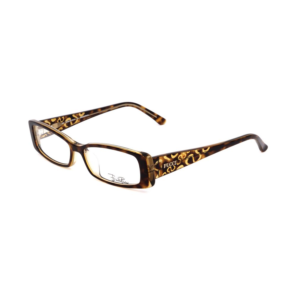 Emilio Pucci Orange Plastic Frames in honey Havana color, rectangular shape, model EP2655244, dimensions 51/14/135 mm lens, bridge, temple.