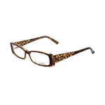 Emilio Pucci Orange Plastic Frames in honey Havana color, rectangular shape, model EP2655244, dimensions 51/14/135 mm lens, bridge, temple.