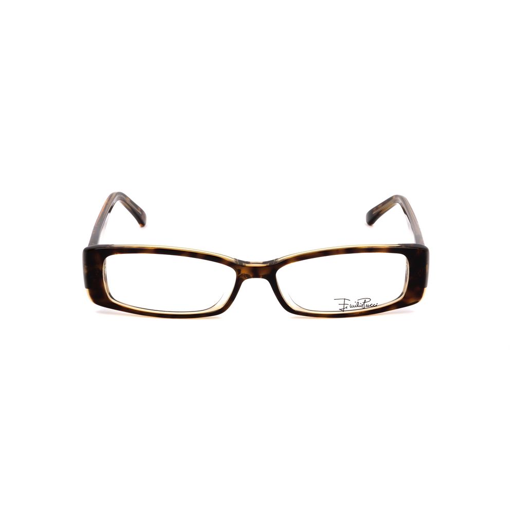 Emilio Pucci Orange Plastic Frames in Honey Havana color, rectangle design, 51/14/135mm dimensions, women's glasses.