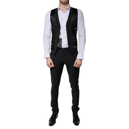 Dolce & Gabbana Black Wool 3 Piece Slim Fit Formal Men Suit