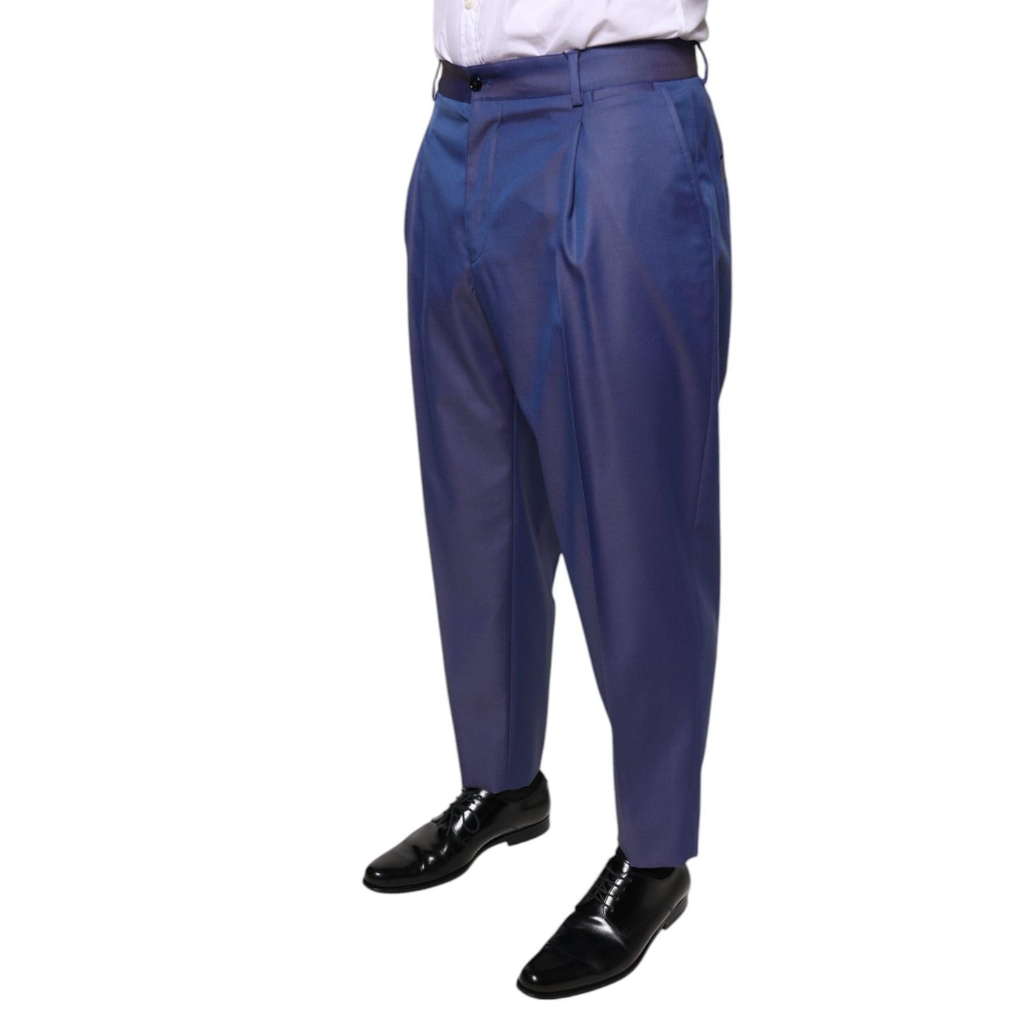 Dolce & Gabbana Blue Wool Tapered Formal Dress Pants
