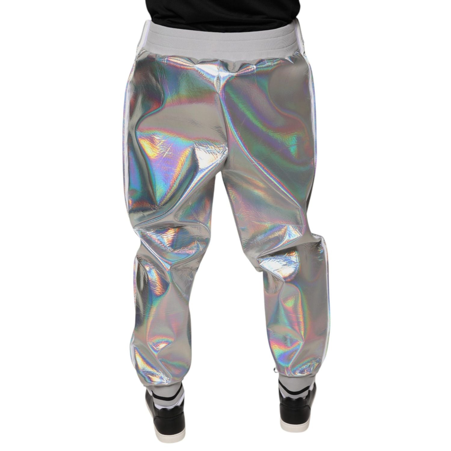 Dolce & Gabbana Silver Iridescent Men Jogger Sweatpants Pants