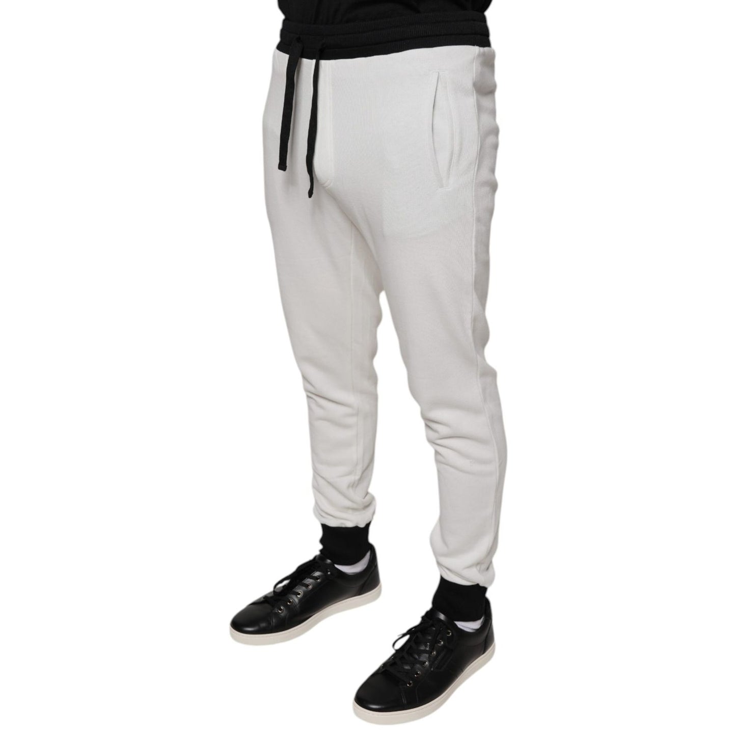 Dolce & Gabbana White Cotton Slim Men Jogger Sweatpants Pants