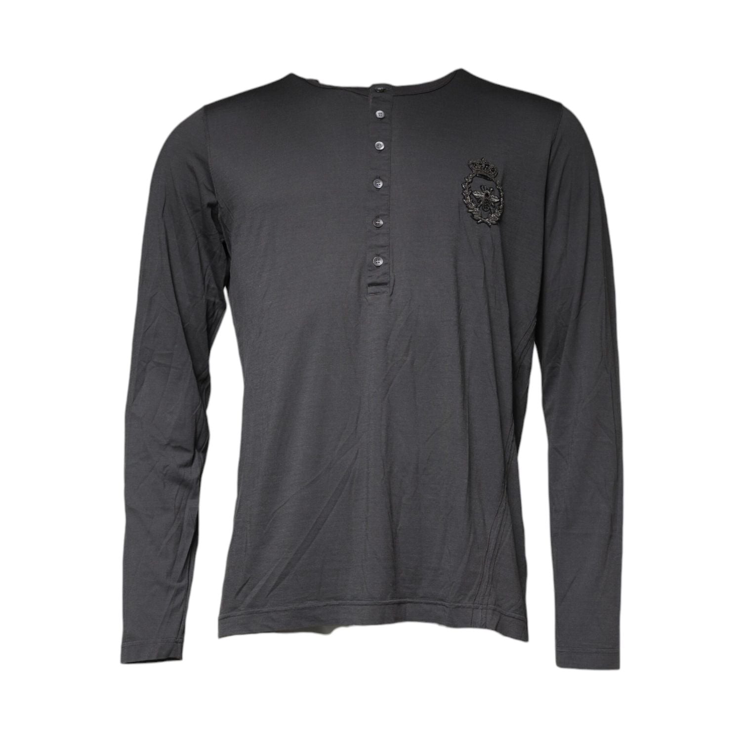 Dolce & Gabbana Gray Crown Bee Embroidery Pullover Sweater