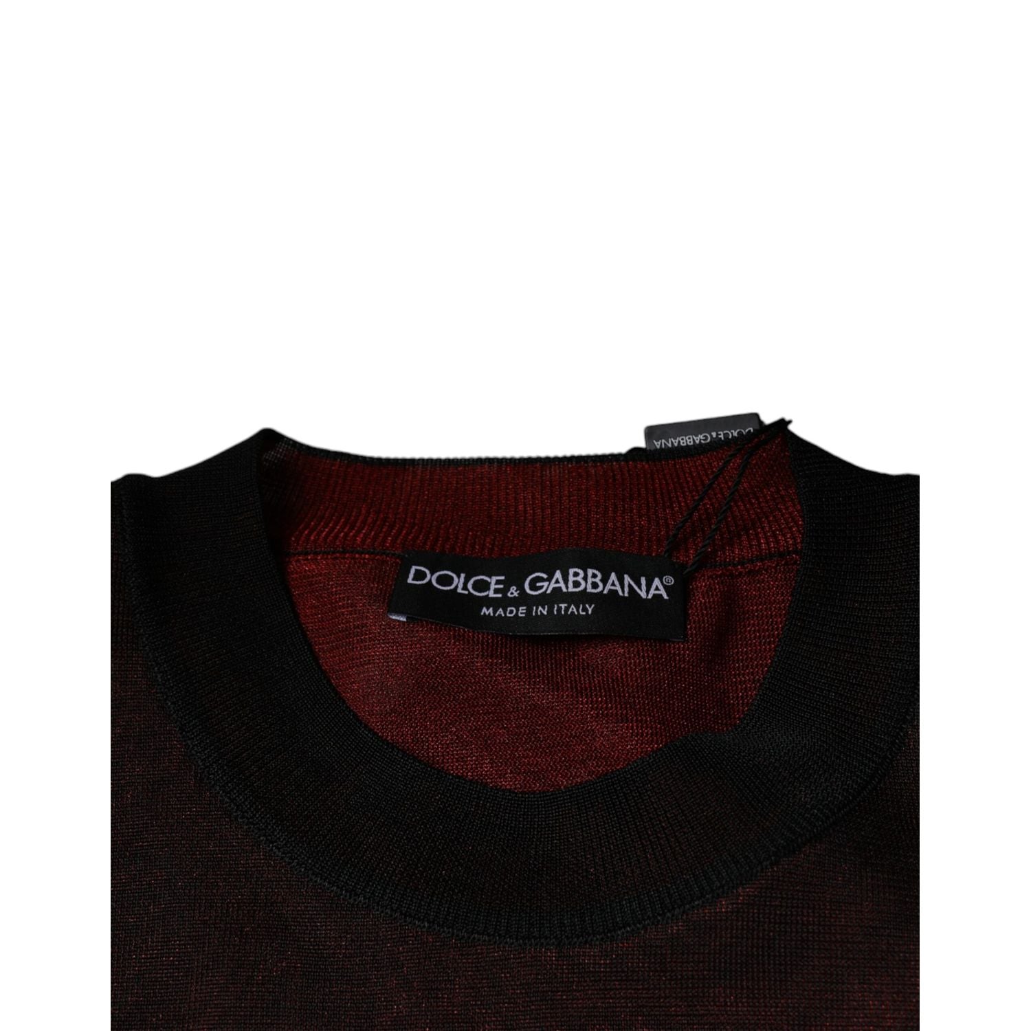 Dolce & Gabbana Maroon Polyester Crew Neck Pullover Sweater
