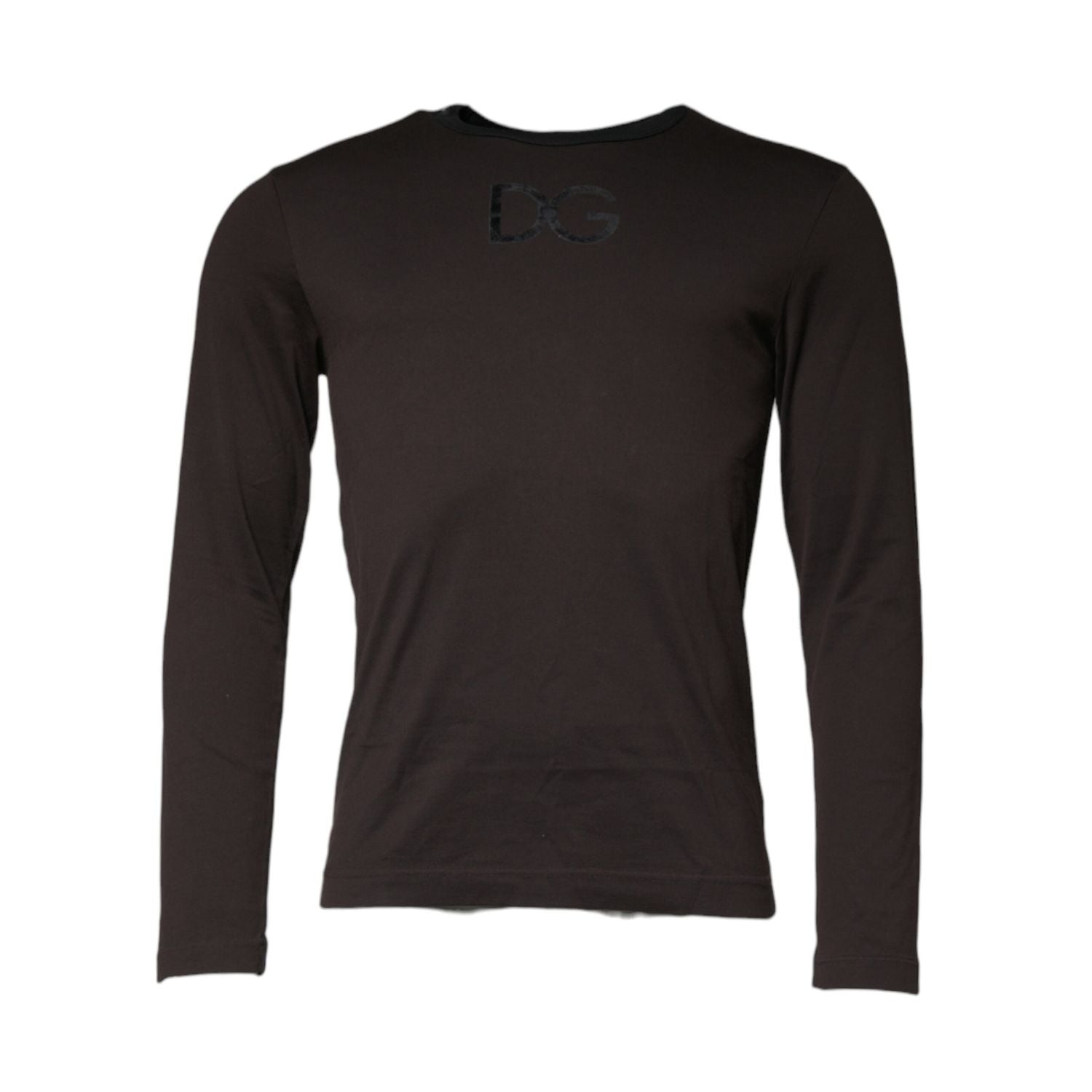 Dolce & Gabbana Brown Logo Cotton Crew Neck Pullover Sweater