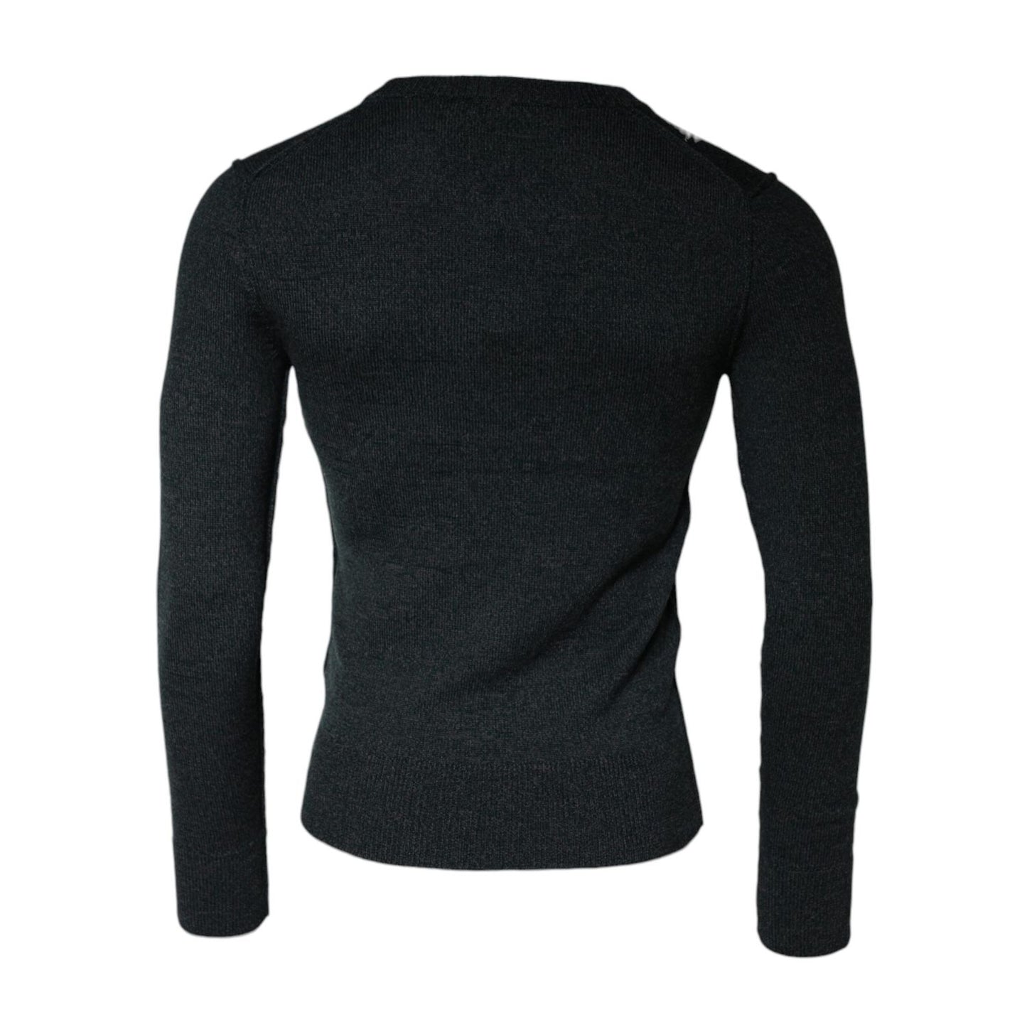 Dolce & Gabbana Gray Embellished Crew Neck Pullover Sweater