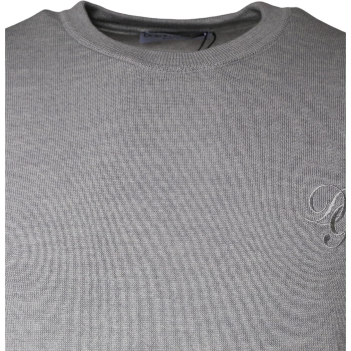 Dolce & Gabbana Light Gray Wool Crew Neck Pullover Sweater
