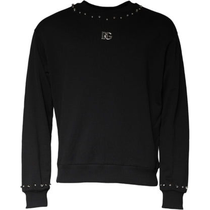 Dolce & Gabbana Black Logo Stud Pullover Sweatshirt Sweater