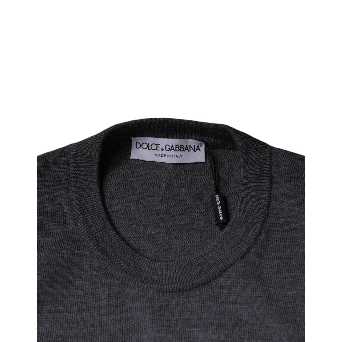 Dolce & Gabbana Dark Gray Wool Crew Neck Pullover Sweater
