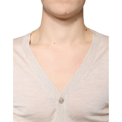 Dolce & Gabbana Beige Cashmere Button Down Cardigan Sweater