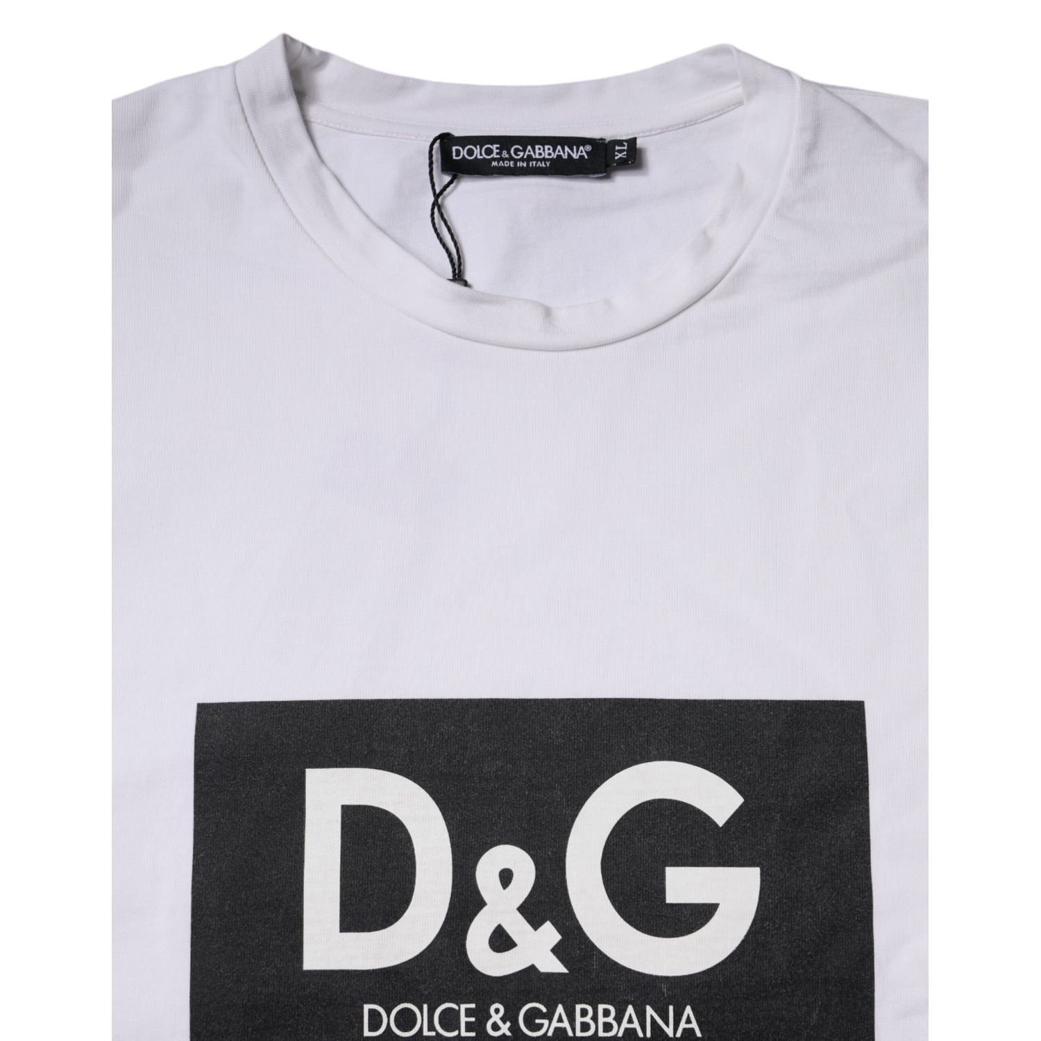 Dolce & Gabbana White Logo Print Cotton Crew Neck T-shirt