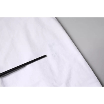 Dolce & Gabbana White Logo Print Cotton Crew Neck T-shirt