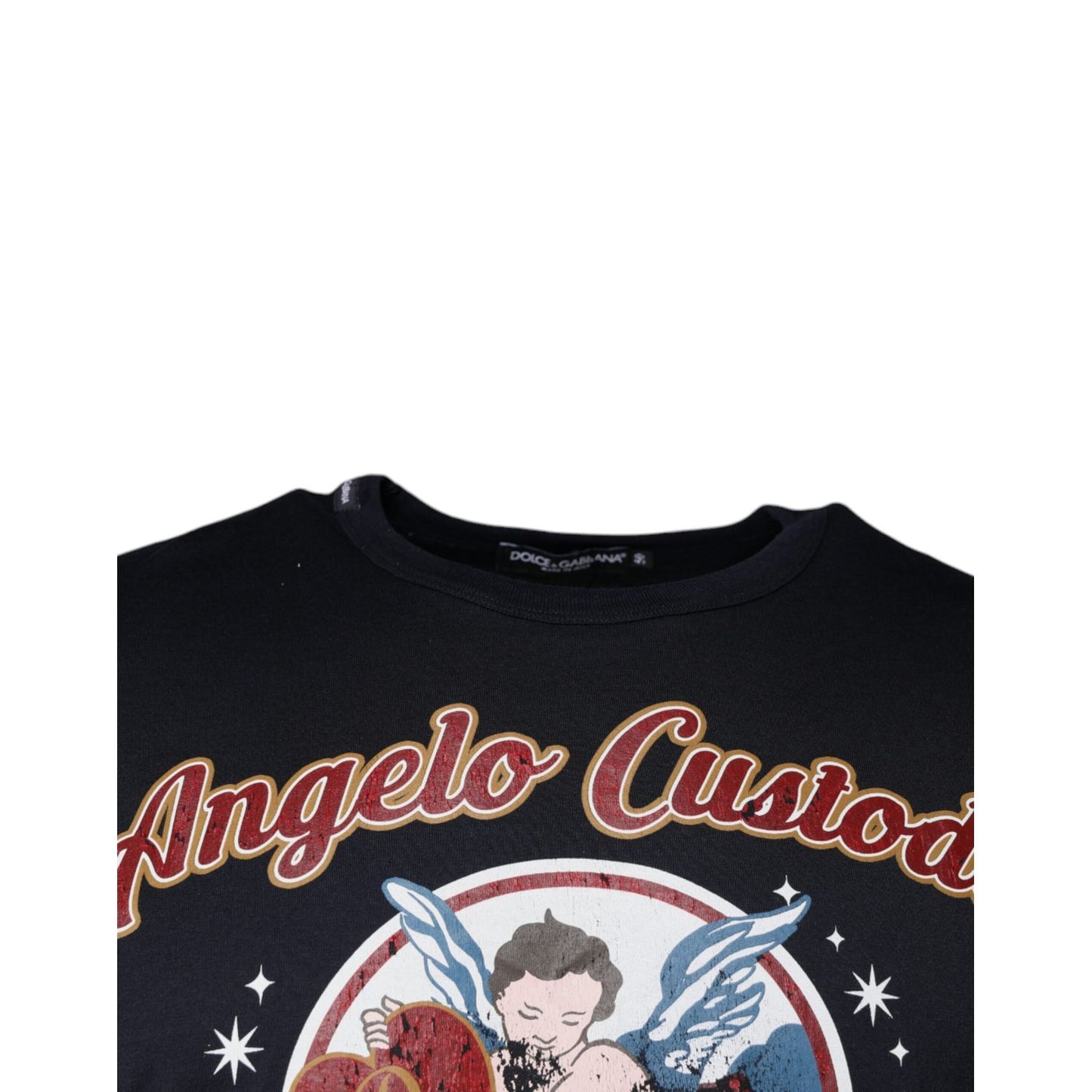 Dolce & Gabbana Black Graphic Print Cotton Crew Neck T-shirt