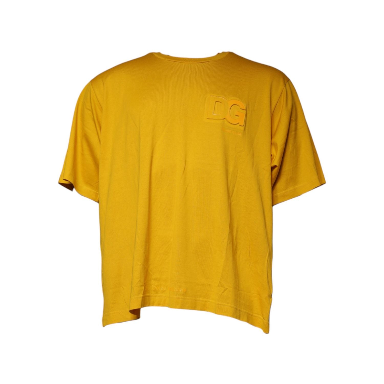Dolce & Gabbana Mustard Embossed Logo Crew Neck T-shirt