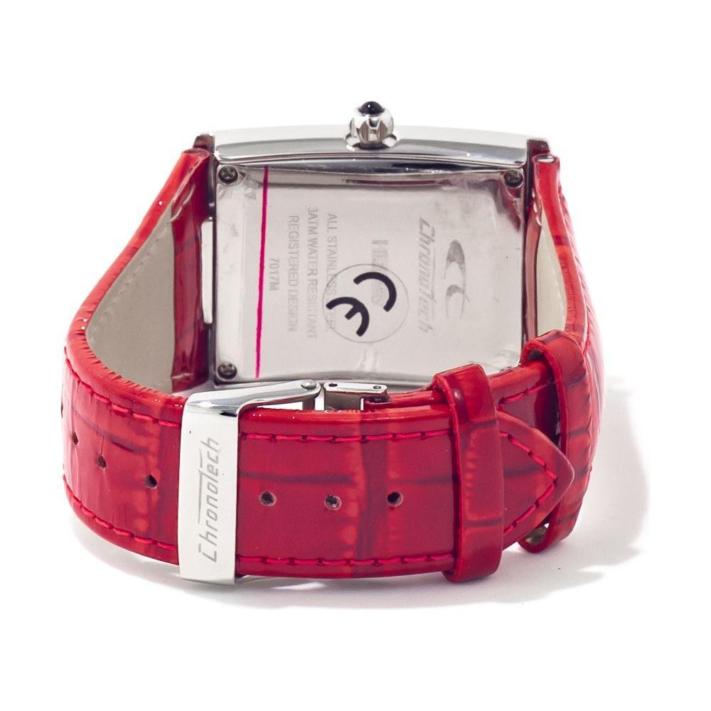 Chronotech Red Leather Dress Watch