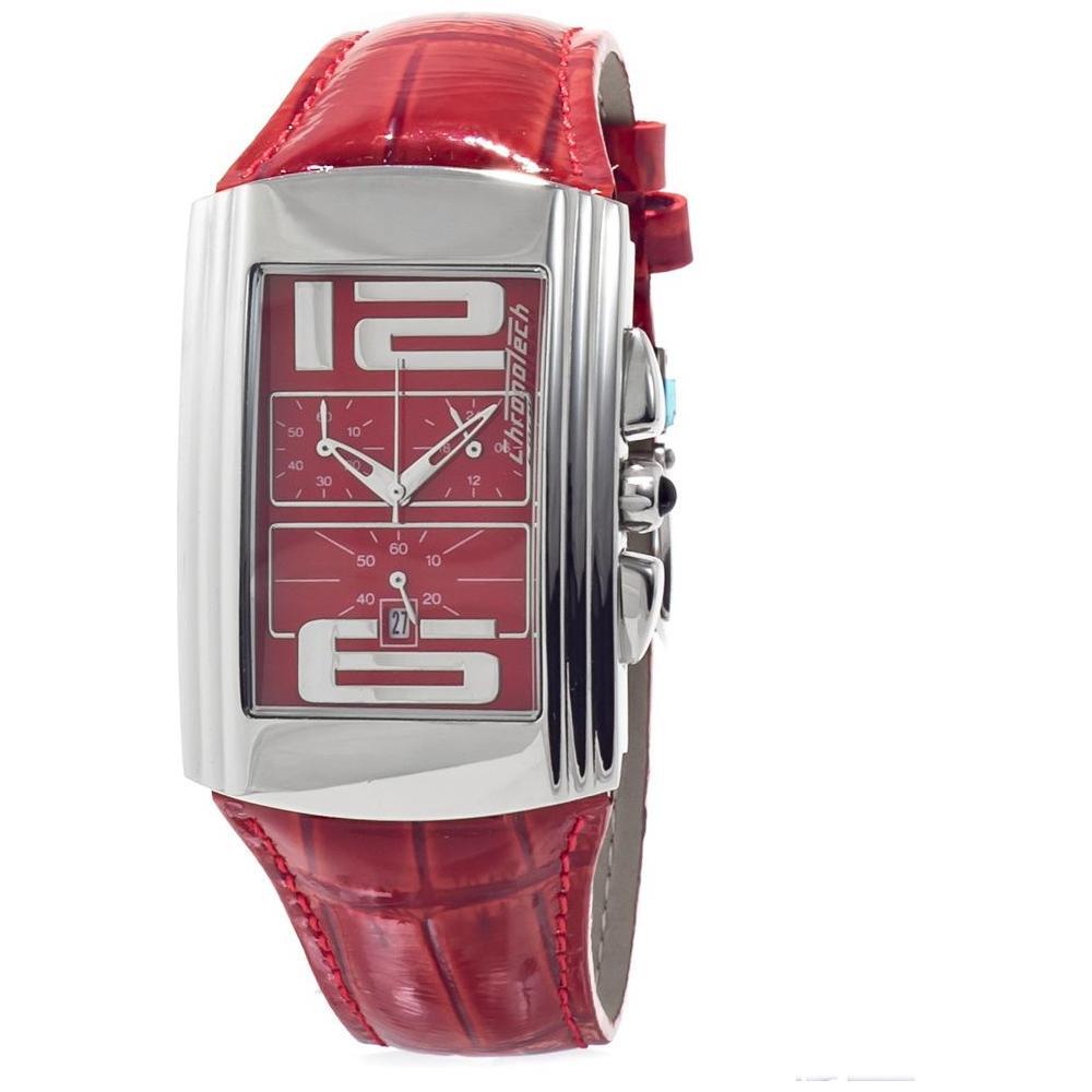 Chronotech Red Leather Dress Watch