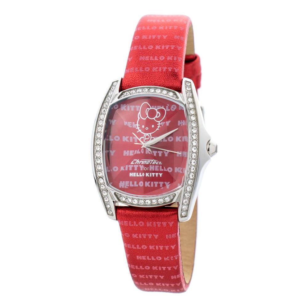Chronotech Red Leather Dress Watch