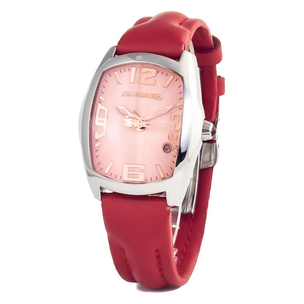 Chronotech Red Leather Dress Watch