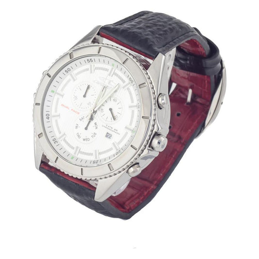 Chronotech Black Leather Watch
