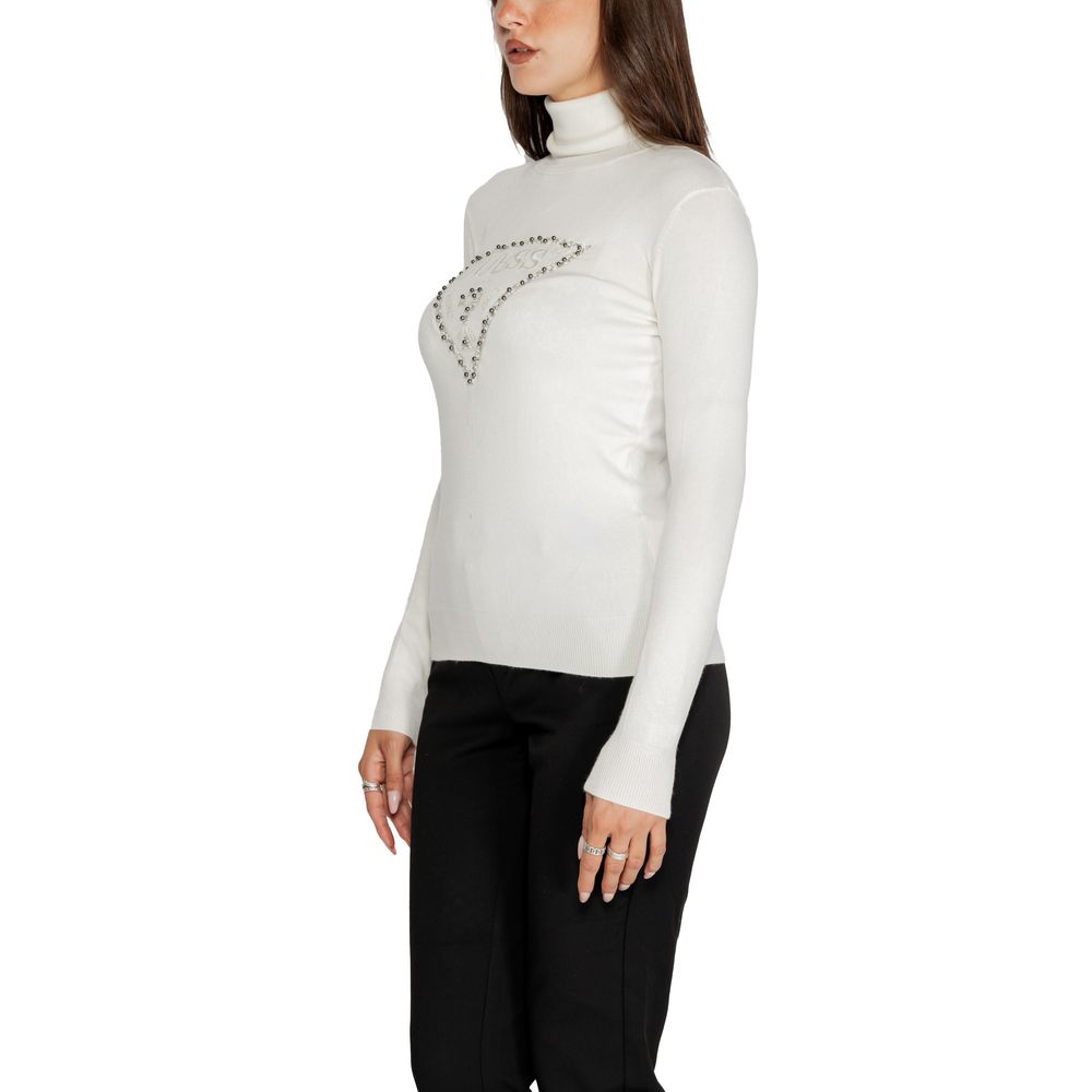 Guess White Viscose Turtleneck