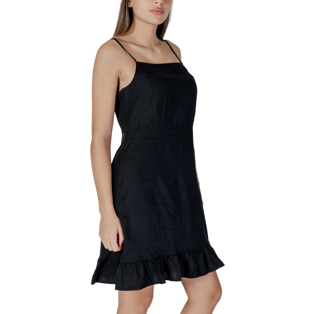 B.Young Black Linen Midi Dress