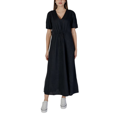B.Young Black Linen Long