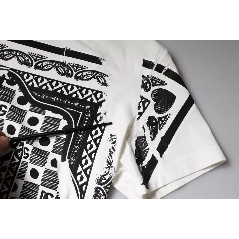 Dolce & Gabbana White Bandana Print Cotton Short Sleeves T-shirt