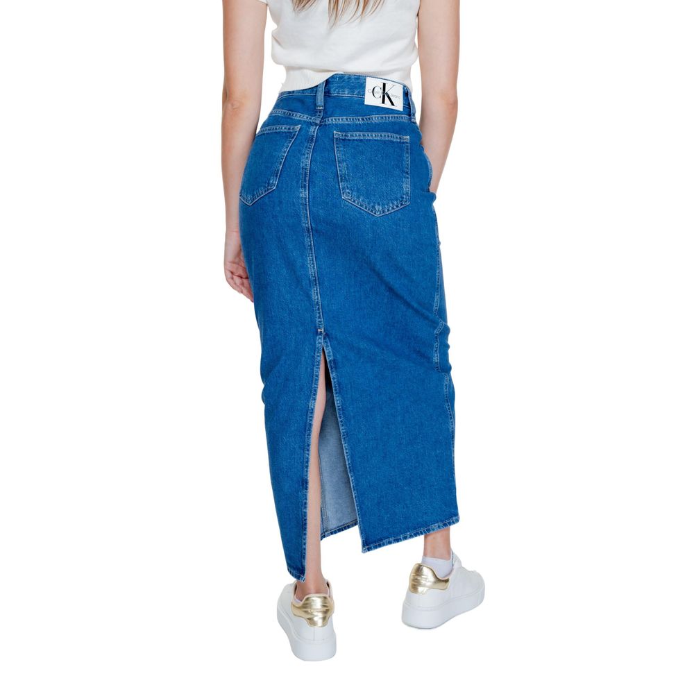 Calvin Klein Jeans Blue Cotton Long Skirt