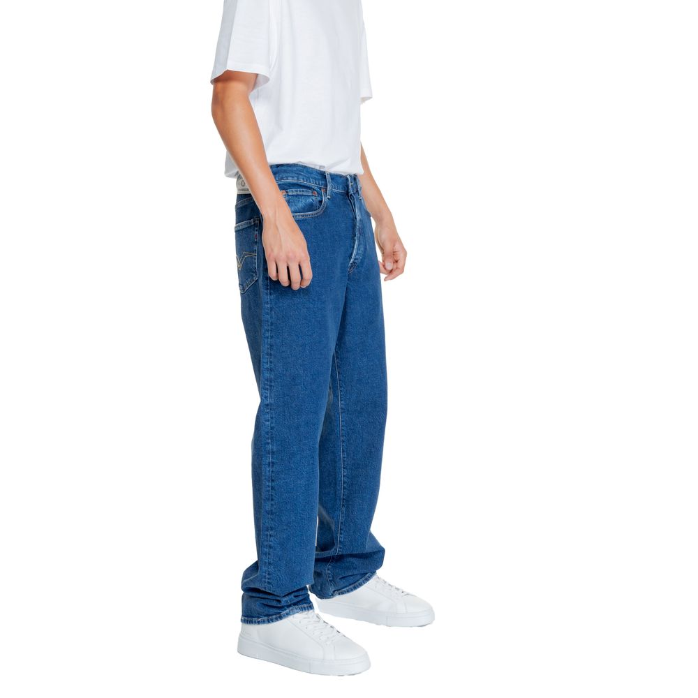 Replay Blue Cotton Relaxed Fit Jeans