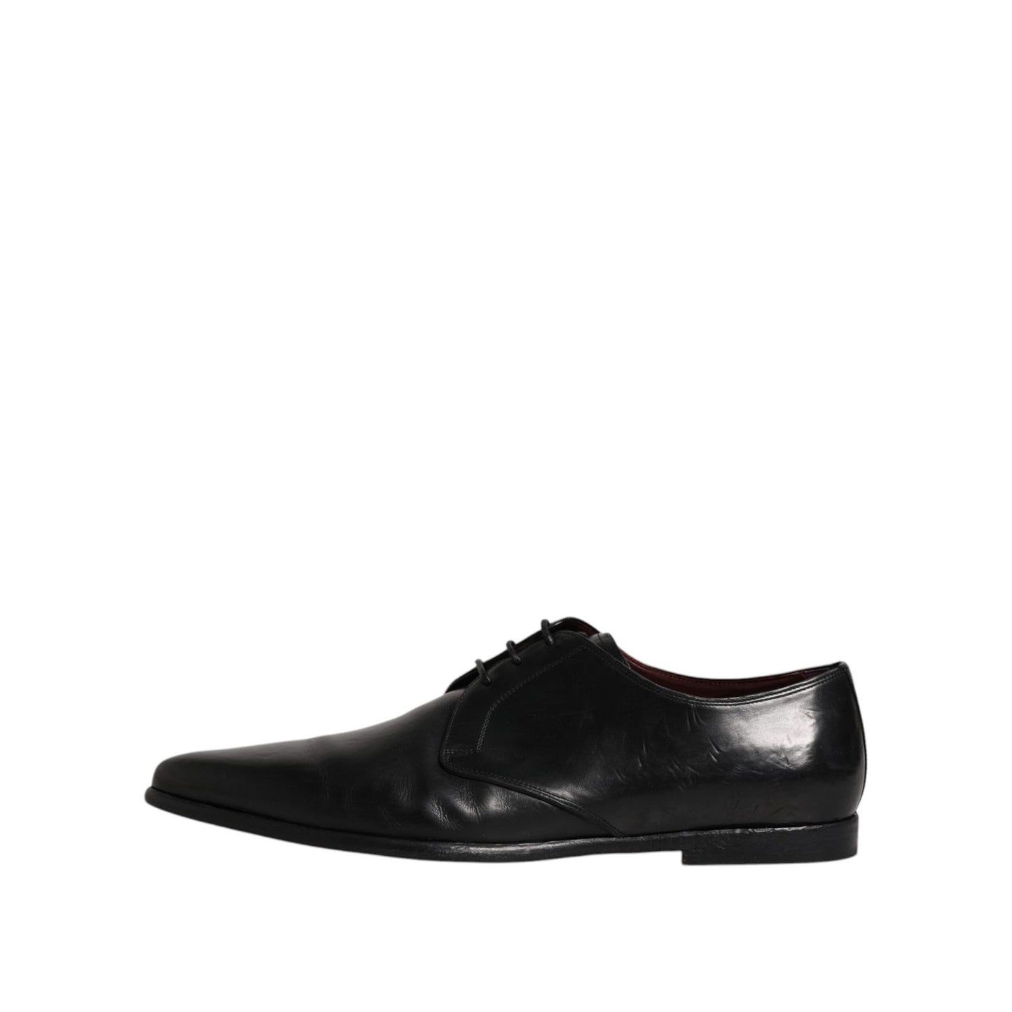 Dolce & Gabbana Black Leather Lace Up Men Derby Formal Shoes