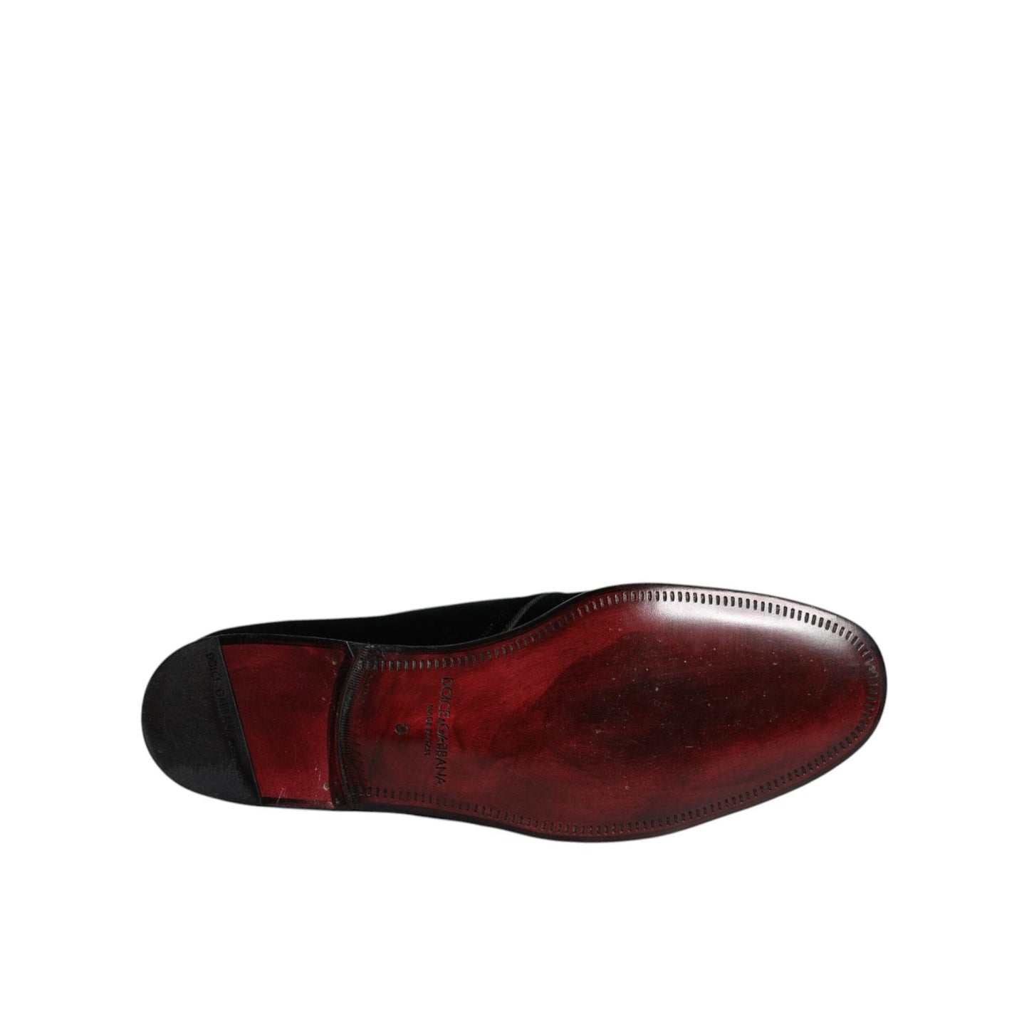 Dolce & Gabbana Black Velvet Leather Lace Up Derby Shoes