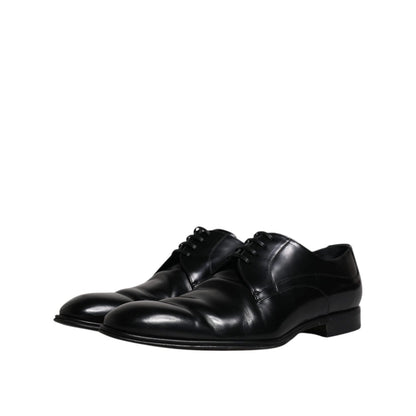 Dolce & Gabbana Black Leather Derby Formal Men Dress Shoes