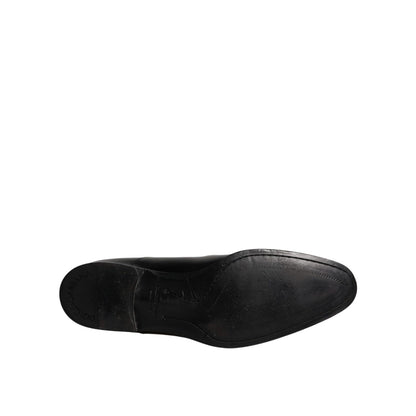 Dolce & Gabbana Black Leather Derby Formal Men Dress Shoes