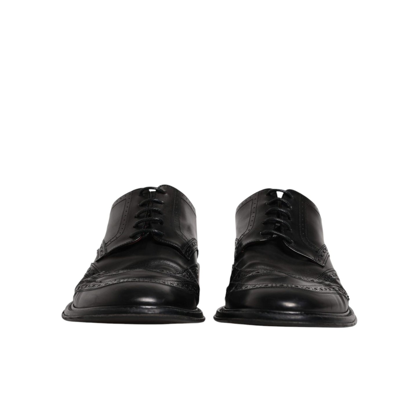 Dolce & Gabbana Black Leather Derby Wingtip Formal Shoes