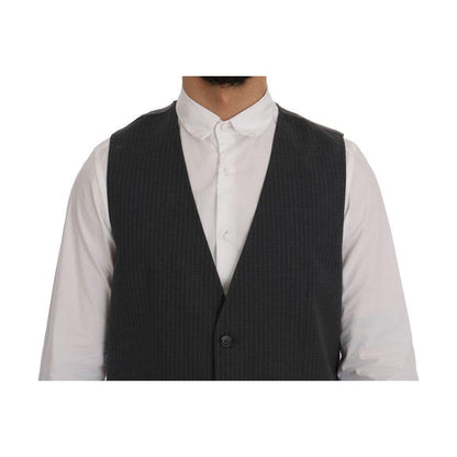 Dolce & Gabbana Gray STAFF Cotton Striped Vest
