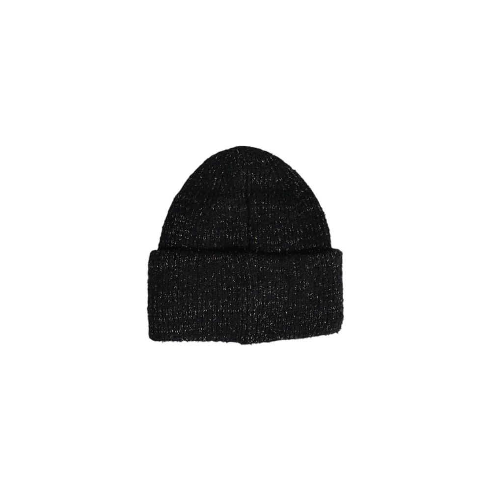 Pieces Black Recycled Polyester Caps Baseball Hat - Black beanie made from recycled polyester with metallic fibers for winter wear.